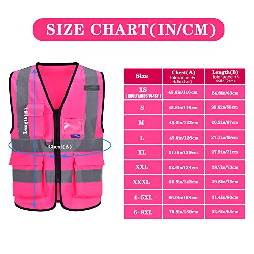 A-SAFETY Pink Safety Vests for Women,Working Safety Vest with Reflective Strips,XXL