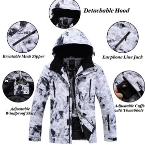 GS SNOWING Men's Jacket and Pants Set Insulated Waterproof Waterproof Snowboard Snowsuits for Snow Sport (Black02, L)