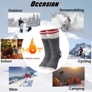 Three street Thermal Socks for Men, Heavy Thermal Thick Heat Trapping Insulated Heat Boot Thermal Comfort Warm Outdoor Skating Hiking Snowboarding Cold Weather Socks for Skiing Valentines Gift 1 Pair