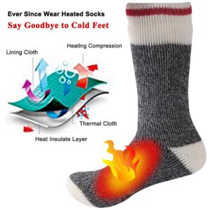 Three street Thermal Socks for Men, Heavy Thermal Thick Heat Trapping Insulated Heat Boot Thermal Comfort Warm Outdoor Skating Hiking Snowboarding Cold Weather Socks for Skiing Valentines Gift 1 Pair