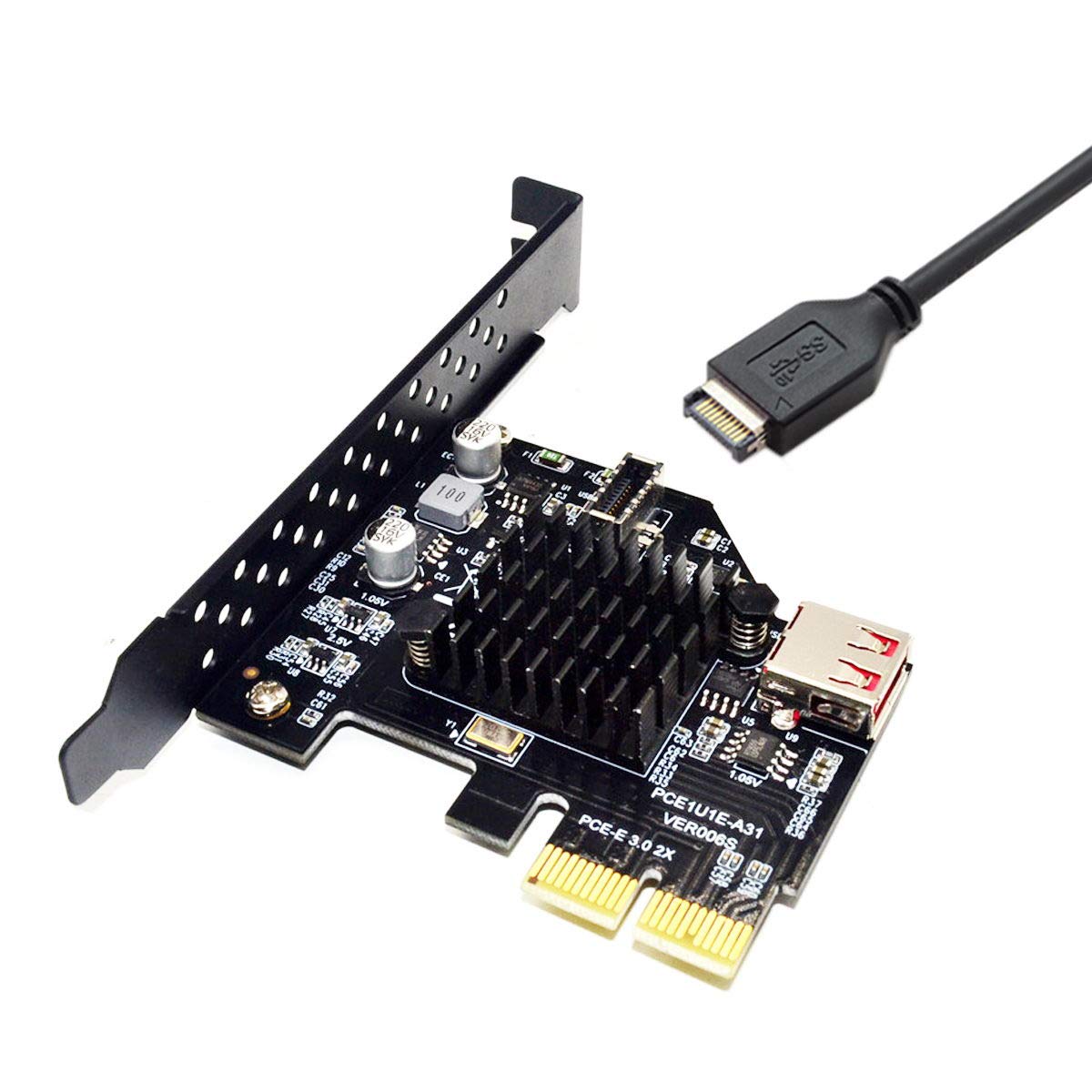 cablecc USB 3.1 Front Panel Socket & USB 2.0 to PCI-E Express Card Adapter for Motherboard