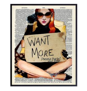 funny glam fashion graffiti dictionary art – upcycled 8x10 chic unique gift for designer, fashionista - urban street art home decoration poster for women, wife, teens, dorm room – cool dope wall decor