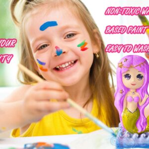 Yileqi Paint Your Own Mermaid Painting Kit, Mermaid Toys Paint Mermaid Crafts and Arts Set for Girls Ages 4 5 6 7 8 9 10 Years Old, Non Ceramic & Non Fragile, Kids Piggy Banks Birthday Gift