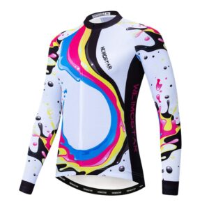 women long sleeve cycling jersey mtb shirts mountain bike tops bicycle clothing wave white xl