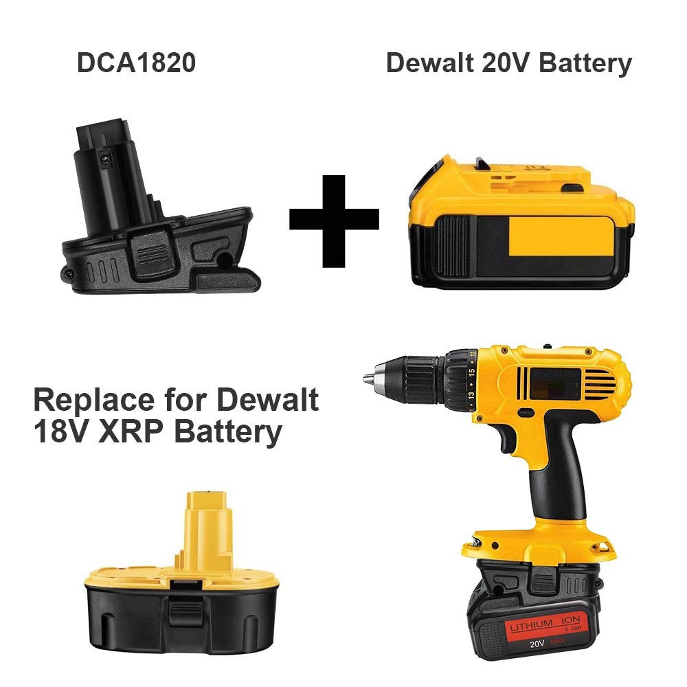 Replacement DCA1820 Dewalt 20V Battery Adapter for Dewalt 18V Tools Compatible with 20V MAX XR Lithium Battery DCB200 DCB201 DCB203 DCB203BT DCB204 DCB205 DCB206