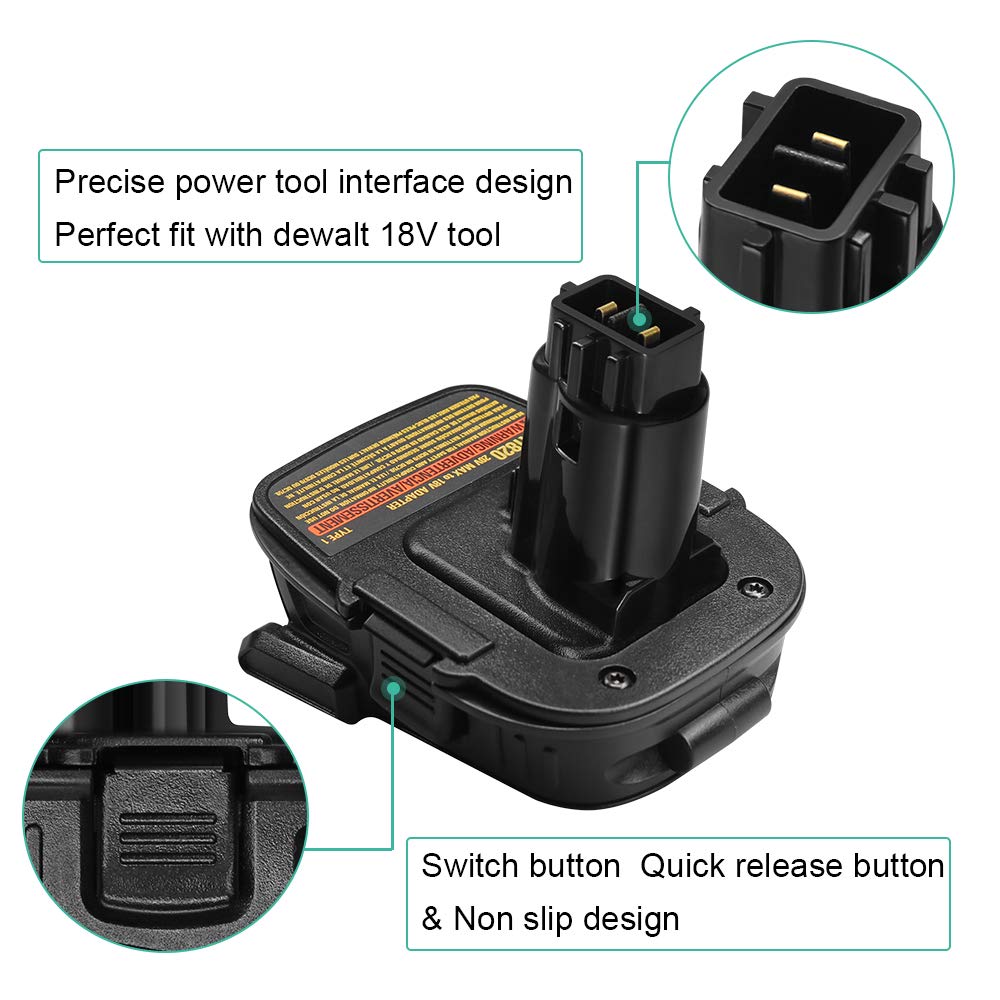 Replacement DCA1820 Dewalt 20V Battery Adapter for Dewalt 18V Tools Compatible with 20V MAX XR Lithium Battery DCB200 DCB201 DCB203 DCB203BT DCB204 DCB205 DCB206