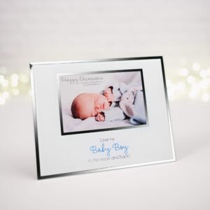 Pavilion Gift Company Love Boy to The Moon and Back 4x6 Newborn Baby Picture Frame, Blue