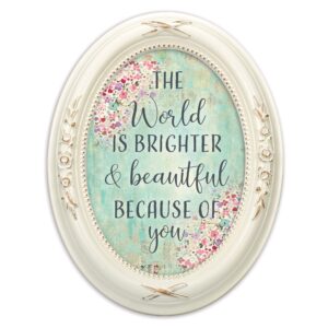 cottage garden you make the world bright distressed ivory floral 5 x 7 oval table top and wall photo frame