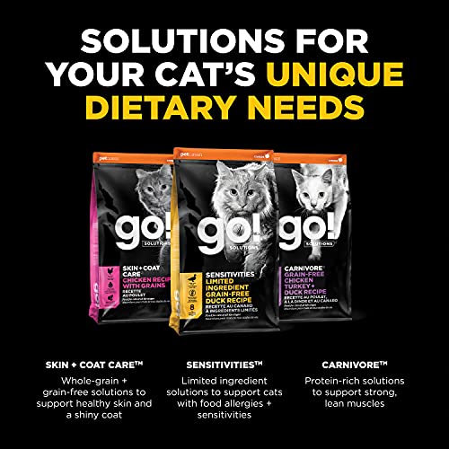 GO! SOLUTIONS Sensitivities – Duck Recipe – Limited Ingredient Dry Cat Food, 16 lb - Grain Free Cat Food for All Life Stages – Cat Food to Support Sensitive Stomachs