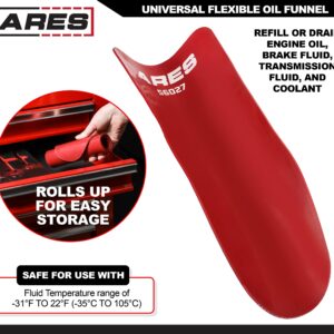 ARES 56027 - Universal Flexible Oil Funnel - Spill-Free Oil Filling - Easy to Use 1-Person Design - Fits Multiple Applications