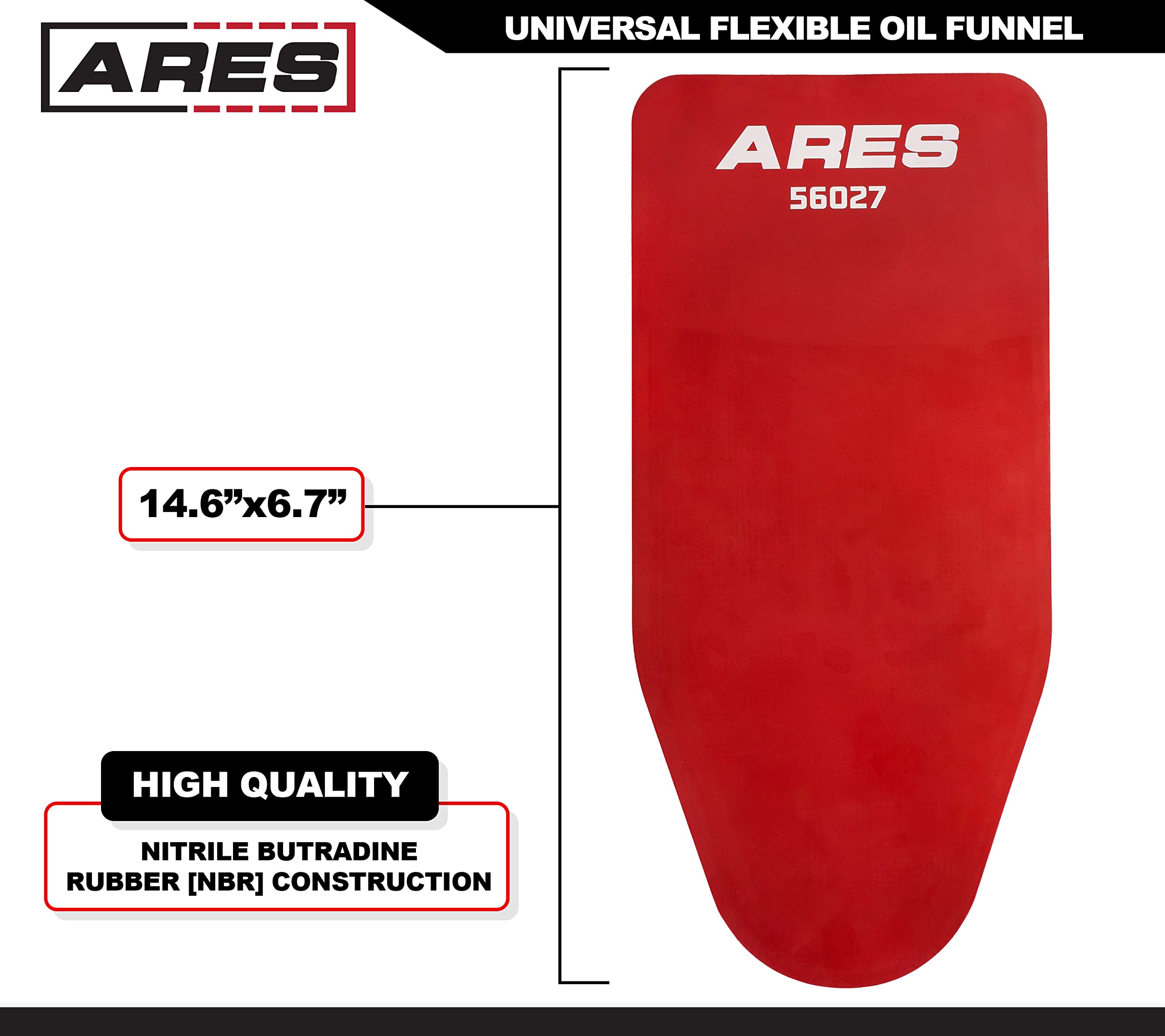 ARES 56027 - Universal Flexible Oil Funnel - Spill-Free Oil Filling - Easy to Use 1-Person Design - Fits Multiple Applications