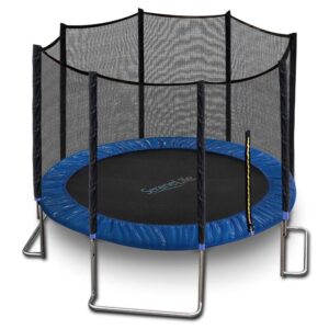 SereneLife ASTM Approved Stable Trampoline Strong with Net Enclosure Outdoor for Teens and Adults – Reinforced, Blue