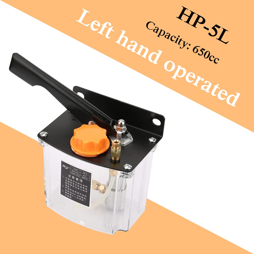 Hand Lubrication Pump, 650CC Left Hand Operated Lubrication Pump, Manual Grease Lubricator Pump, for CNC Machine Tools, Machining Center