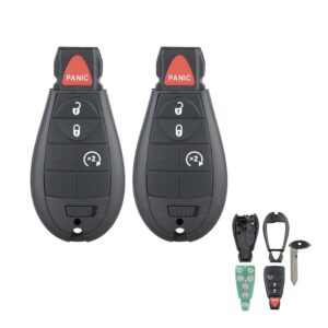 aupoko gq4-53t 4 buttons keyless entry fob, 2 pc programmable remote keys, replace# 56046955,56046955ag, 56046955aa, 56046955ab, compatible with 2013-2018 dodge ram 1500 2500 3500