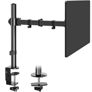 mountup single monitor desk mount, fully adjustable single monitor arm stand, computer screen mount for 1 max 32 inch,17.6 lbs display, monitor stand with clamp&grommet base, vesa 75x75mm 100x100mm