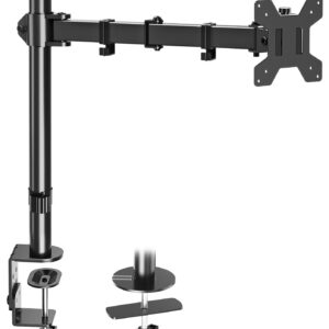 MOUNTUP Single Monitor Desk Mount, Fully Adjustable Single Monitor Arm Stand, Computer Screen Mount for 1 Max 32 Inch,17.6 lbs Display, Monitor Stand with Clamp&Grommet Base, VESA 75x75mm 100x100mm