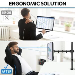 MOUNTUP Single Monitor Desk Mount, Fully Adjustable Single Monitor Arm Stand, Computer Screen Mount for 1 Max 32 Inch,17.6 lbs Display, Monitor Stand with Clamp&Grommet Base, VESA 75x75mm 100x100mm