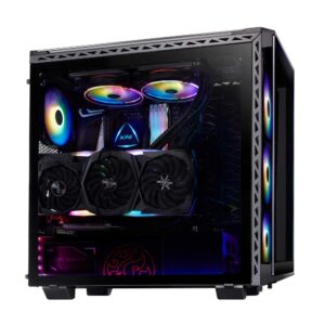 XPG Battlecruiser Mid-Tower ATX PC Gaming Case: 4mm Tempered Glass Sides, Cold-Rolled Carbon Steel, 19.09 x 8.85 x 19.92 in, 2 Year Warranty, Black