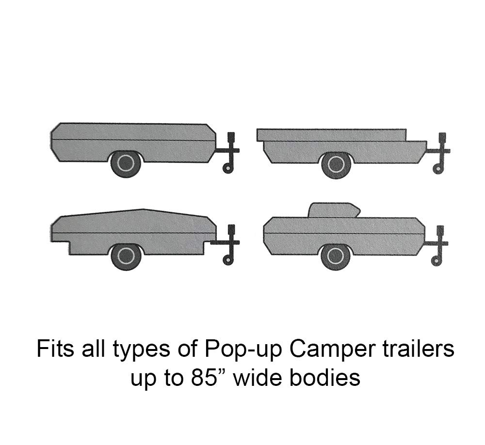 GEARFLAG Pop-up Folding Camper Cover Reinforced Windproof Side-Straps Fits 8'-10', Anti-UV Water-Resistance Triple Layers Heavy Duty for Trailer RV Motorhome (Fits 8' - 10')