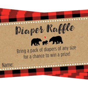 Lumberjack Buffalo Plaid Baby Shower Diaper Raffle Cards - 24 count