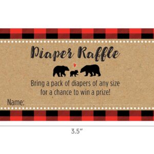 Lumberjack Buffalo Plaid Baby Shower Diaper Raffle Cards - 24 count