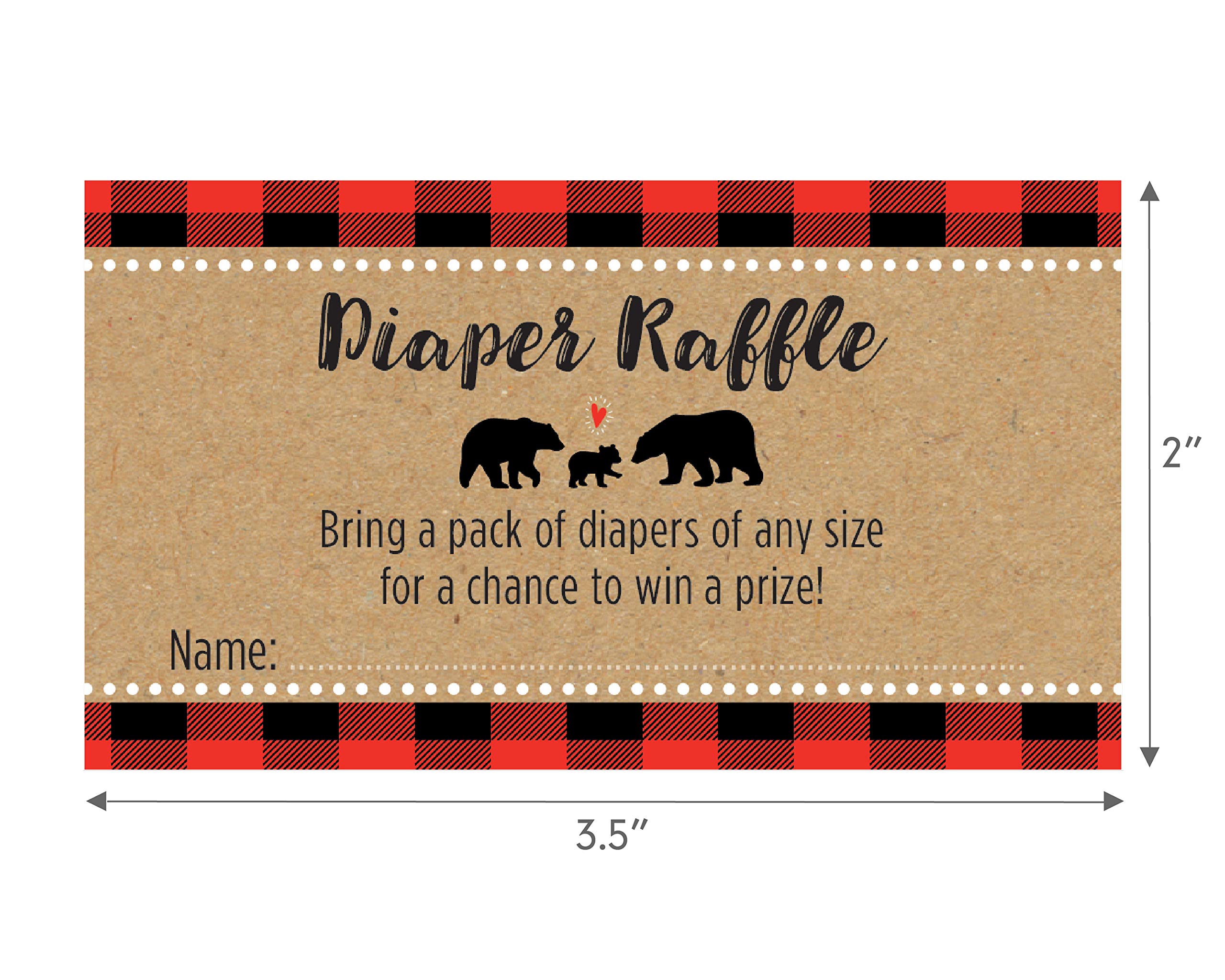 Lumberjack Buffalo Plaid Baby Shower Diaper Raffle Cards - 24 count