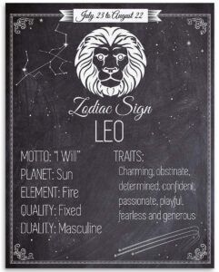 astrology posters - zodiac sign leo, the lion - 11x14 unframed print - great vintage zodiac poster, astrology and aptitude vintage home wall decor for astrology enthusiasts, leo constellation wall art