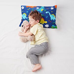 UOMNY Pillowcase 2 Pack, 100% Polyester, Dinosaur Design, Fits Pillows 13x18 or 12x16 inch, Toddler Pillow Cover for Kids Bedding, Breathable, Soft, Indoor, 400 Thread Count, Pillowcase Set