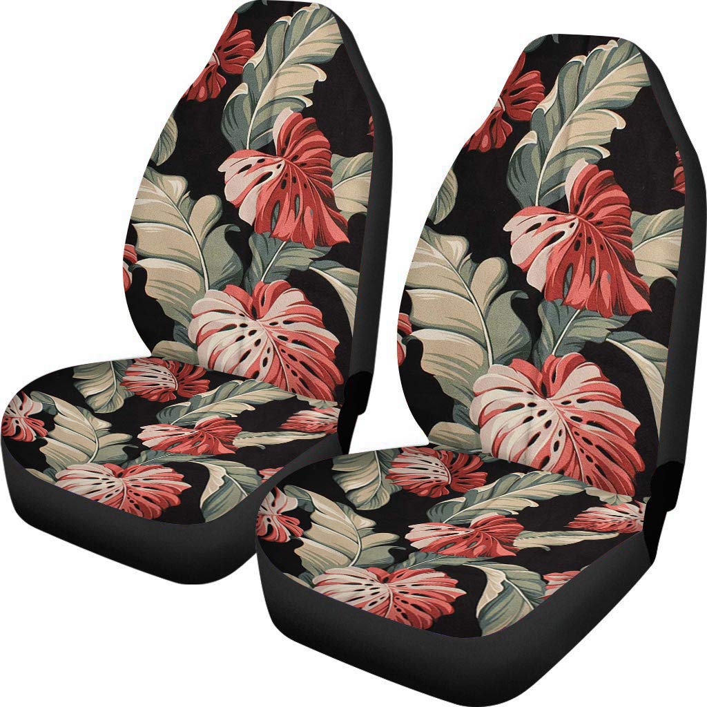 Dreaweet Women Girls Classic Car Seat Covers 2 pcs Front Seat Cover Full Set with Banana Leaves Printed Car Seat Protector Bag