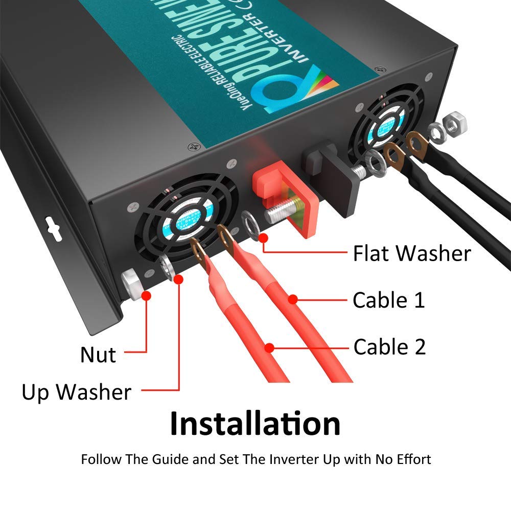 WZRELB Pure Sine Wave 4000W (8000W Surge) 48VDC 120VAC Power Inverter - Solar, RV (RBP400048), Black