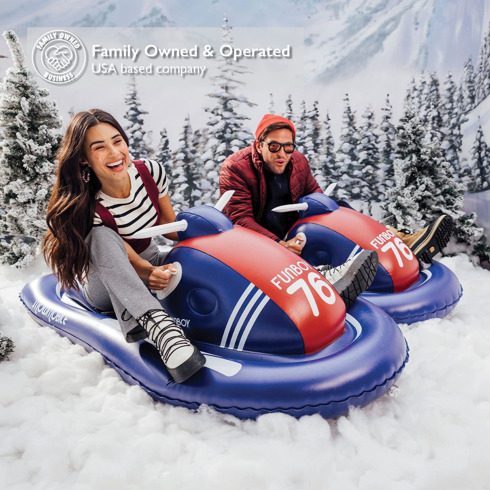 FUNBOY Winter Fun Inflatable Snowmobile, Single, Retro Single