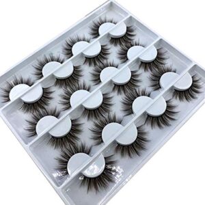 HBZGTLAD 12 pairs 3D Mink Lashes Natural False Eyelashes Dramatic Volume Fake Lashes Makeup Eyelash Extension Silk Eyelashes (C-3)