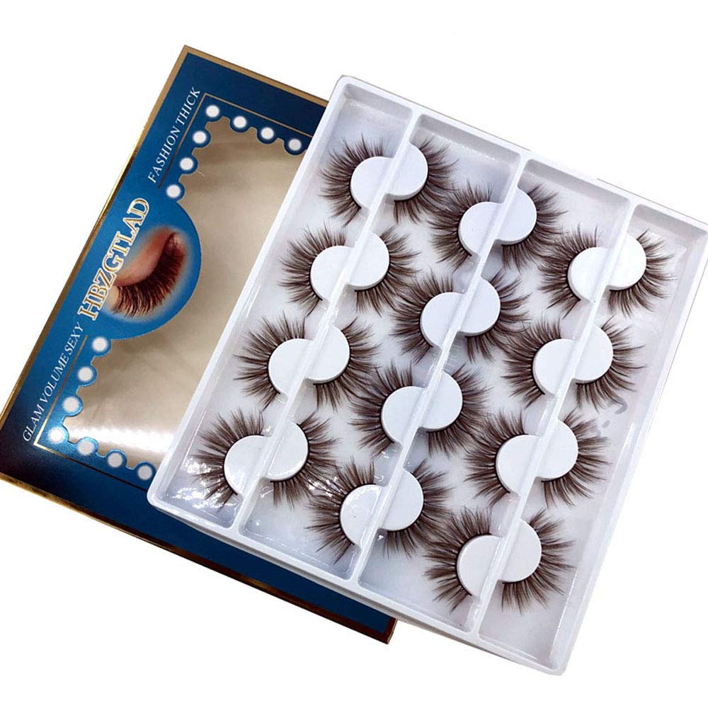 HBZGTLAD 12 pairs 3D Mink Lashes Natural False Eyelashes Dramatic Volume Fake Lashes Makeup Eyelash Extension Silk Eyelashes (C-3)