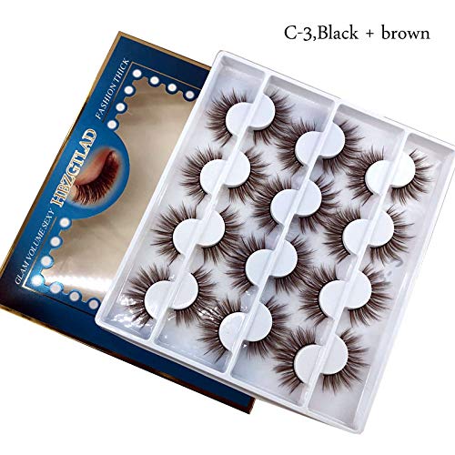 HBZGTLAD 12 pairs 3D Mink Lashes Natural False Eyelashes Dramatic Volume Fake Lashes Makeup Eyelash Extension Silk Eyelashes (C-3)