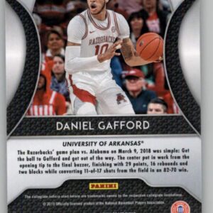 2019-20 Prizm Draft Basketball #38 Daniel Gafford Arkansas Razorbacks Official NCAA Trading Card From Panini America