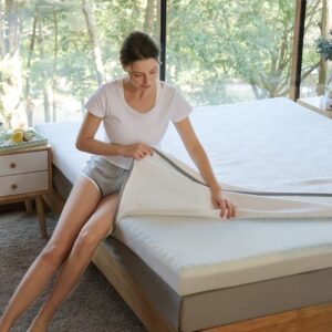 Novilla 4 Inch Foam Mattress Topper Queen, Medium Firm Queen Mattress Topper, Gel Infused for Motion Isolation & Pressure Relieving, with Breathable Cover, Queen Size