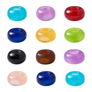 craftdady 100pcs large hole resin european spacer beads 13-14x7-7.5mm imitation cat eye mixed colors slider charm beads for jewelry making hole: 5mm