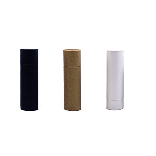 Paperboard Lip Balm Tubes,Cardboard Krafts Lipstick Tube Empty Lip Balm Container Round Paper Solid Perfume Tubes,10pcs (Black)