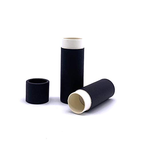 Paperboard Lip Balm Tubes,Cardboard Krafts Lipstick Tube Empty Lip Balm Container Round Paper Solid Perfume Tubes,10pcs (Black)