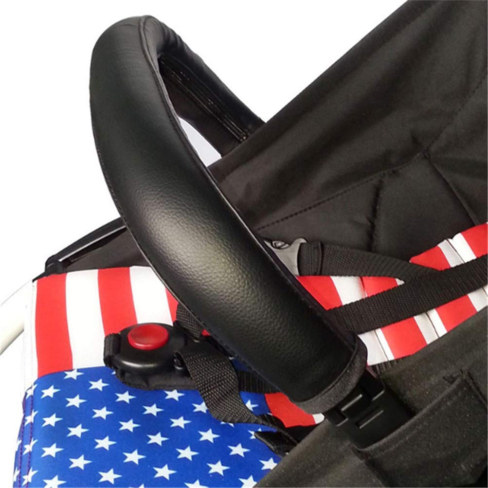 Flybloom Baby Stroller Armrest Protector Washable Pram Stroller Handle Bar Grip Case Cover PU Leather Protective Accessories, Black