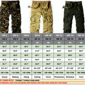 Women's Cotton Casual Military Army Cargo Combat Work Pants with 8 Pocket Black US 6