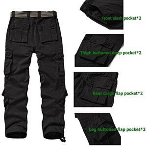 Women's Cotton Casual Military Army Cargo Combat Work Pants with 8 Pocket Black US 6