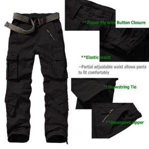 Women's Cotton Casual Military Army Cargo Combat Work Pants with 8 Pocket Black US 6