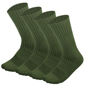 falari 4 pairs us army military boot socks combat trekking hiking policemen firefighter security guard out door activities socks (4-pack green, 10-13)