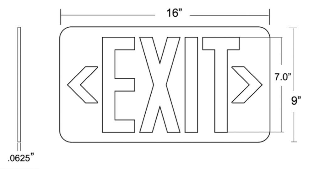 Photoluminescent Exit Sign White - UL924 Listed - Single-Sided - Wall (Surface) Mounting - 75-Foot Viewing Distance