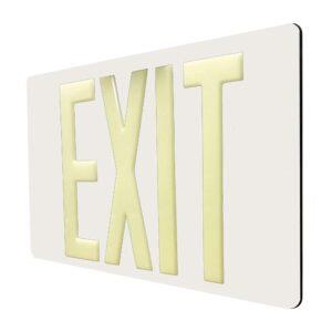 photoluminescent exit sign white - ul924 listed - single-sided - wall (surface) mounting - 75-foot viewing distance