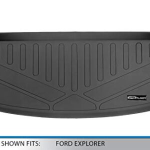 SMARTLINER All Weather Custom Cargo Trunk Liner Floor Mat Behind 3rd Row Black Compatible with 2020-2023 Compatible with Ford Explorer