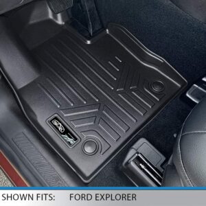 SMARTLINER Custom Fit Floor Mats 1st Row Liner Set Black Compatible with 2020-2023 Compatible with Ford Explorer Fits 6 and 7 Passenger Models