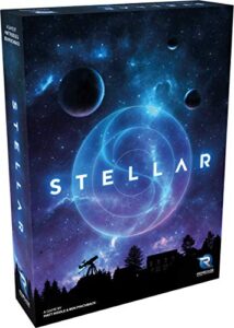 renegade game studios stellar, 2 player stargazing competition, ages 8+, playing time 30 minutes.