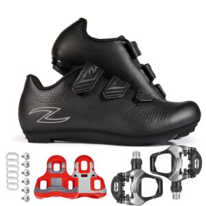 zol fondo road cycling shoes with pedals and cleats (8, black)